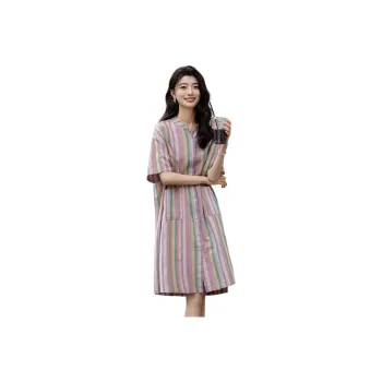 【dme】 Short Sleeved Dress Women's Rose Red