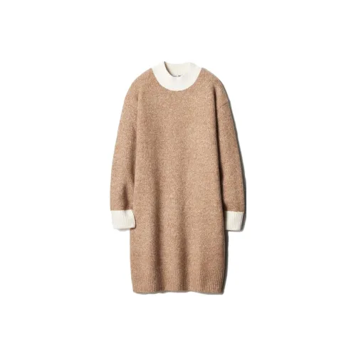 Jw Anderson X UNIQLO Jw Anderson Co-Branded Series Long-Sleeved Dresses Women's Khaki