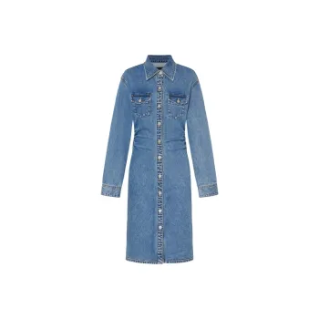 MO&CO Long Sleeved Dresses Women's Denim Blue