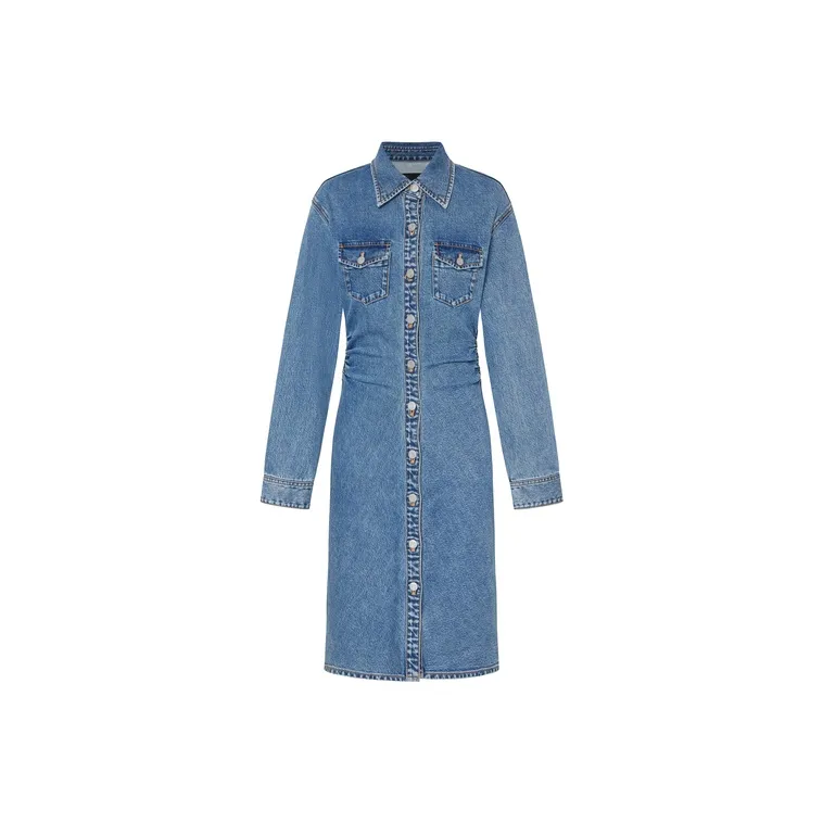 MO&CO Long Sleeved Dresses Women's Denim Blue-0