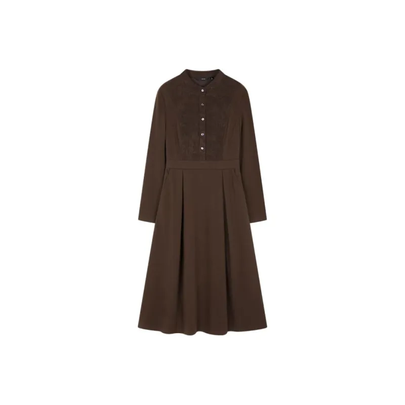 IHIMI Long Sleeved Dresses Women's Coffee-0
