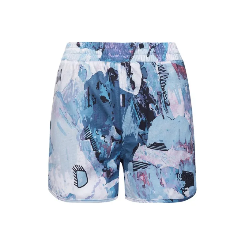 TOREAD Casual Shorts Women's Oil Painting Ink Blue Print On Thin Silk-0