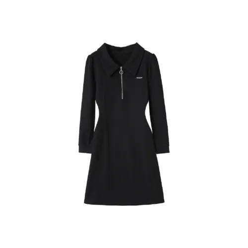 Mo Han Yi Mei Long Sleeved Dresses Women's Black