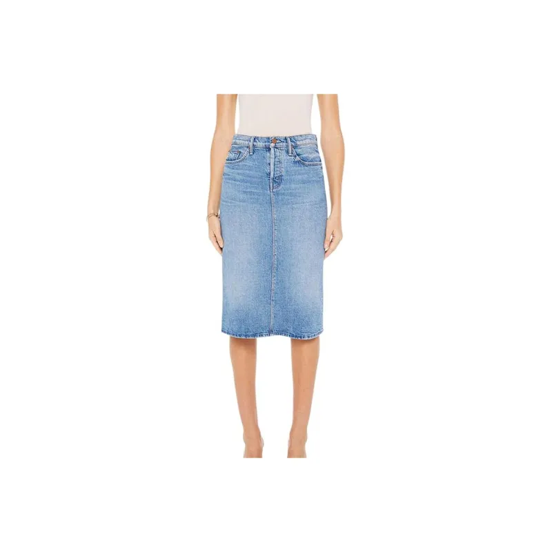 MOTHER SS24 Denim Long Skirt Women's Medium Blue's-0