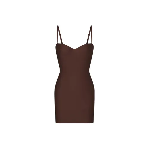 SKIMS BODY UNDERWIRE SLIP DRESS Slip Dresses Women's COCOA/Cocoa
