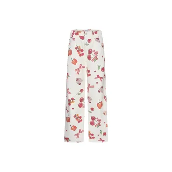 URBAN REVIVO Casual Pants Women's Red Print