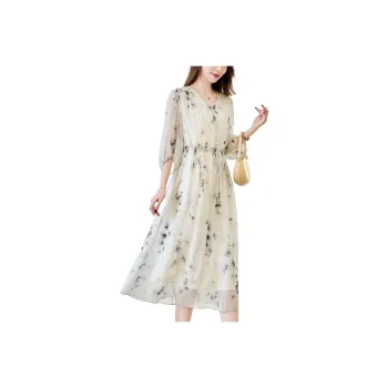 Yi Mengyuan Heavyweight Mulberry Silk Long Sleeved Dress Women's