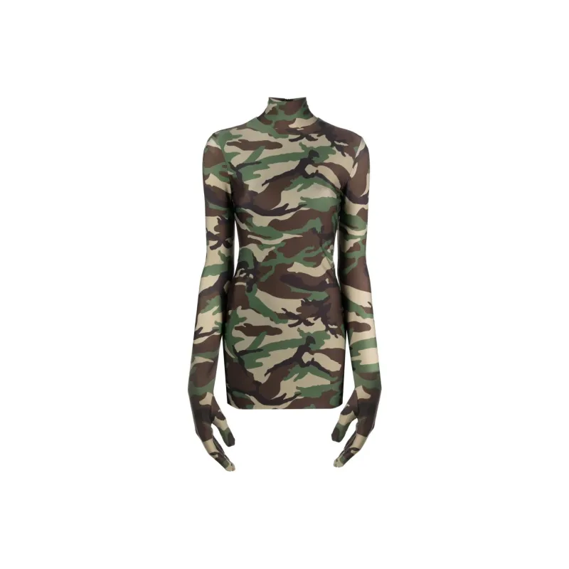 Vetements Camouflage-pattern Glove-sleeves Minidress-0