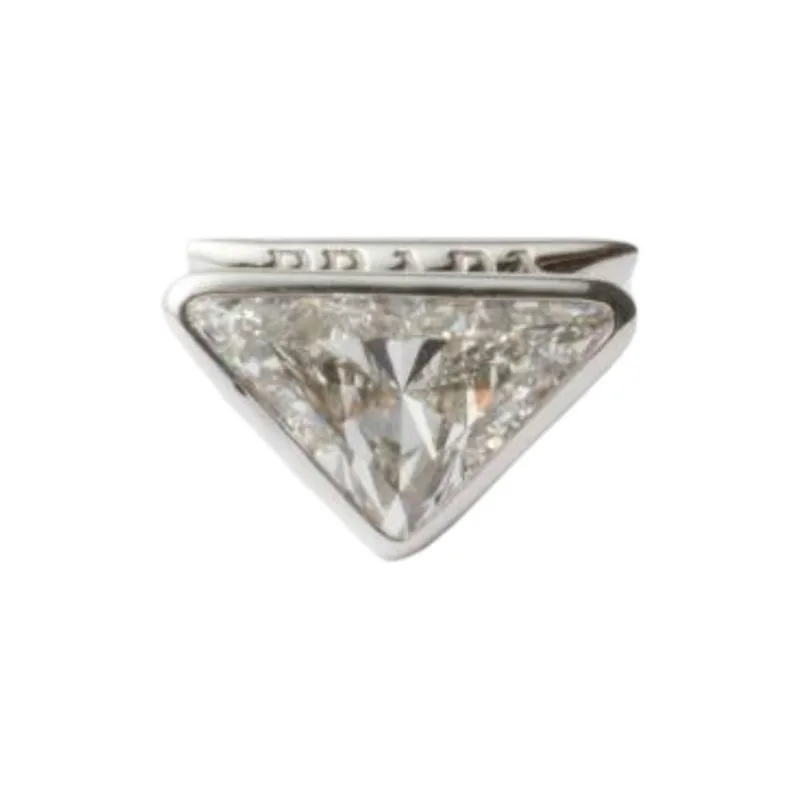 PRADA Synthetic Diamond 18K Gold Stud Earrings Unisex Silver-1