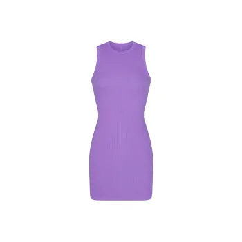 SKIMS COTTON RIB TANK DRESS Sleeveless Dress Women's ULTRA VIOLET/Ultraviolet