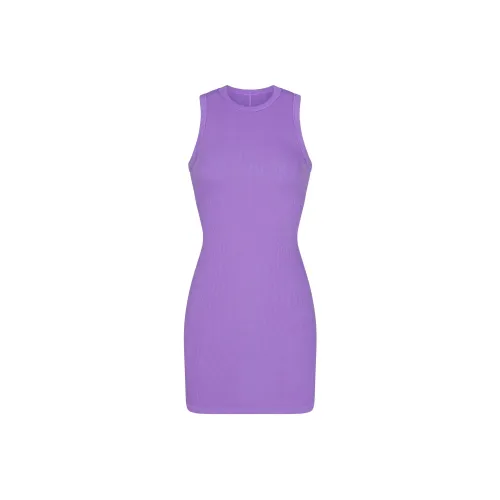 SKIMS COTTON RIB TANK DRESS Sleeveless Dress Women's ULTRA VIOLET/Ultraviolet
