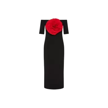 Rebecca Vallance Rhosen Floral-appliqué Midi Dress