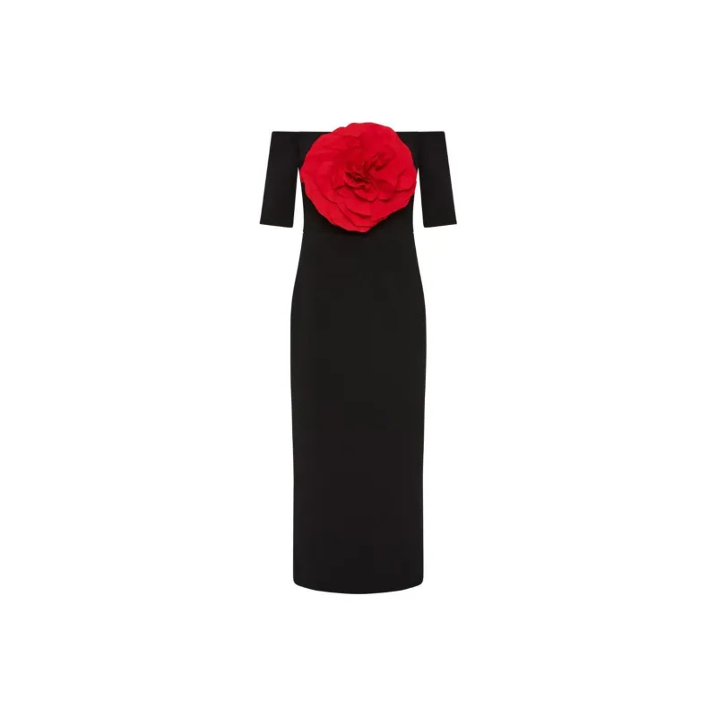 Rebecca Vallance Rhosen Floral-appliqué Midi Dress-0