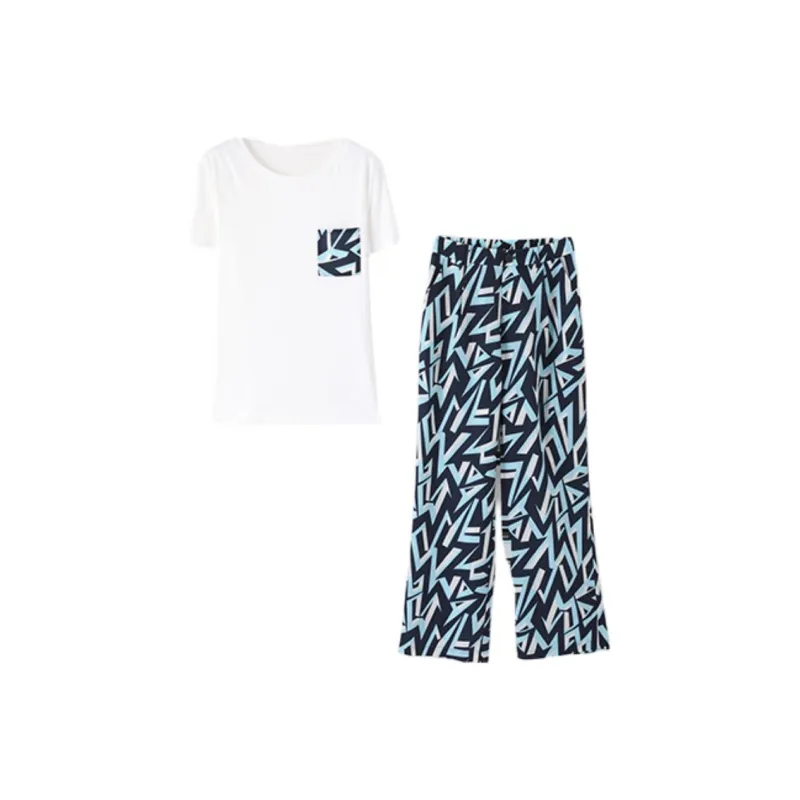 IHIMI Casual Suit Women's Navy Blue White-0