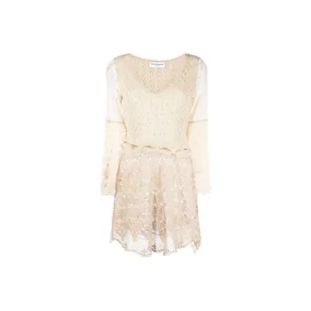 Marine Serre Knitted Lace Panelled Mini Dress