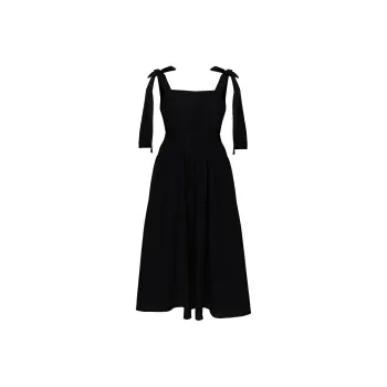 MSGM Bow Detailed Square Neck Dress