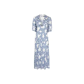 Rixo Short-Sleeved Dresses Women's Blue With White Lettering