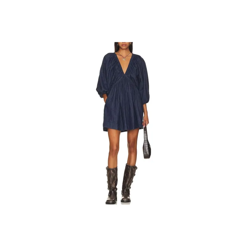 FREE PEOPLE Long-Sleeved Dresses Women's Blue-0