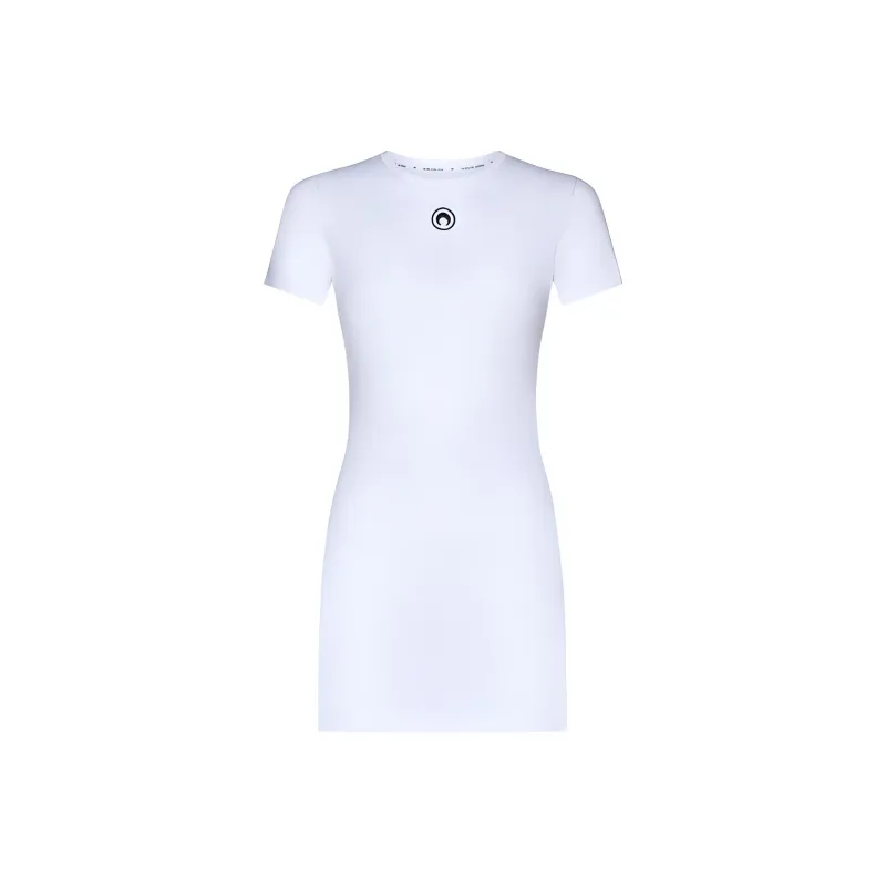 Marine Serre Moon Embroidered Short Sleeved Mini Dress-0