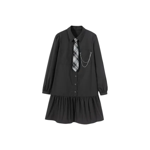EICHITOO Long Sleeved Dresses Women's Black