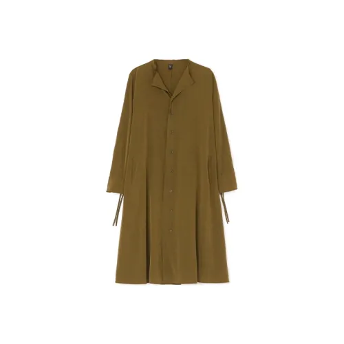Yohji Yamamoto Long Sleeved Dresses Women's Khaki