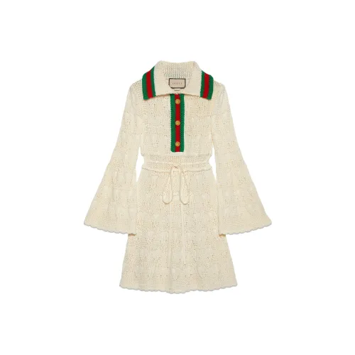 GUCCI Long Sleeved Dresses Women's Ivory White