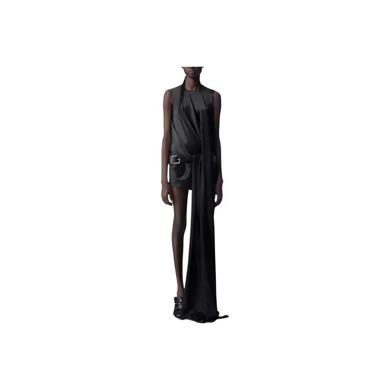 Ann Demeulemeester Mini Draped Sash Dress Sleeveless Dress Women's Black-0
