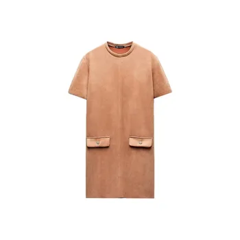 ZARA Short-Sleeved Dresses Women's Deep Pink