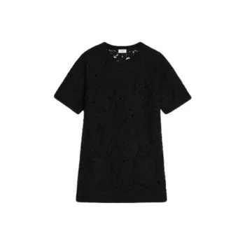 CELINE Mini Dress In Triomphe Cornelly Wool Short-Sleeved Dresses Women's Black