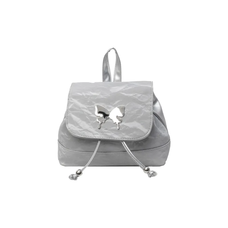 RIVMIND PU Backpack Portable Regular Women's White/Silver/Black/Pink-7