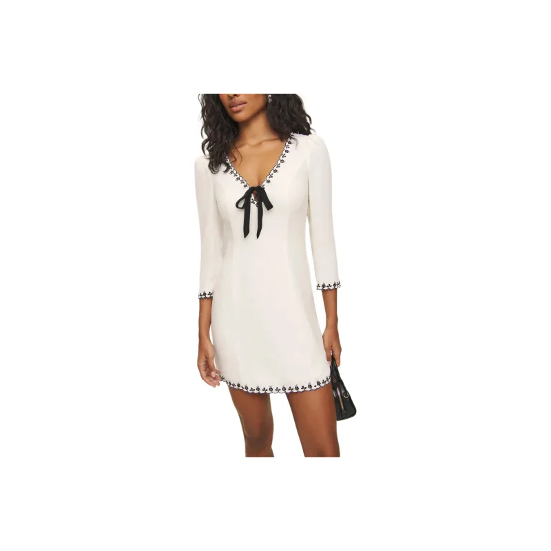 REFORMATION Posey Dress Long-Sleeved Dresses Women's Ivory-0