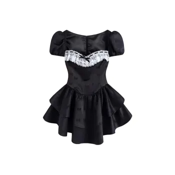 HUINIAN Short Sleeved Dresses Women's Black