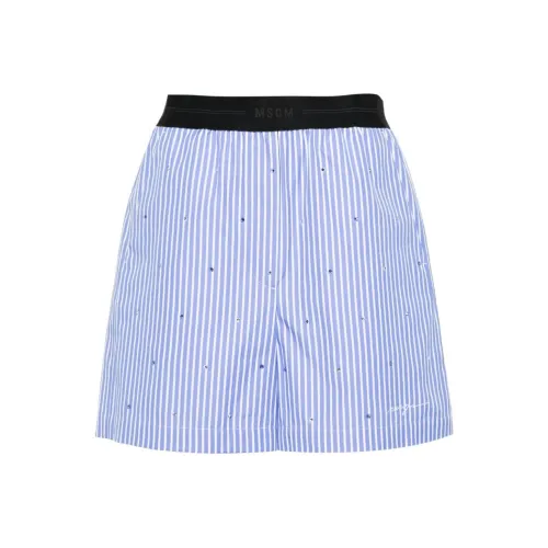 MSGM Rhinestone embellished Striped Shorts