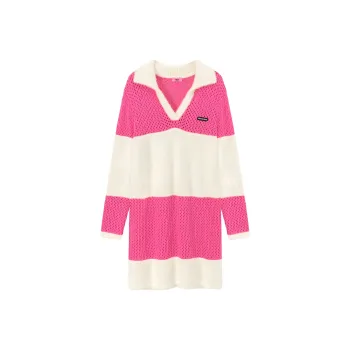 CHUU Long Sleeved Dresses Women's Pink Stripes
