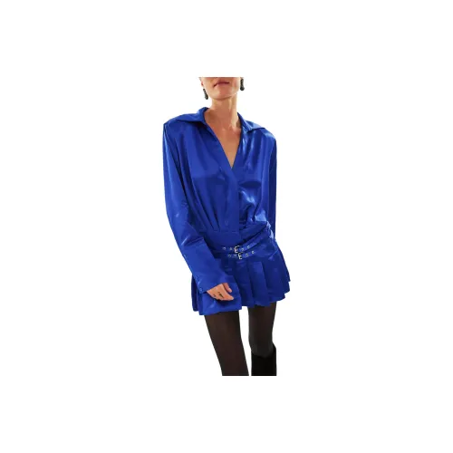 FREE PEOPLE KOURH Skylar Mini Shirt Dress Long-Sleeved Dresses Women's Cobalt/Cobalt Blue