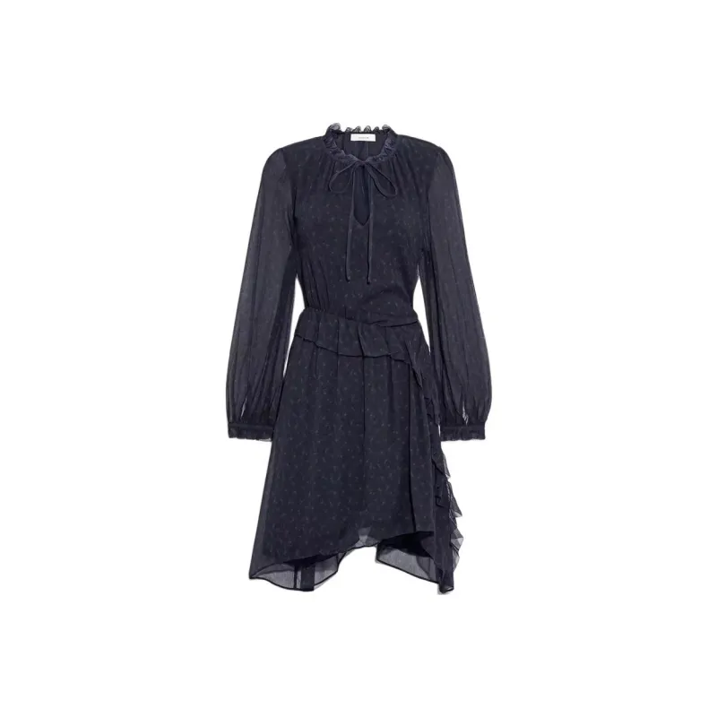 COACH Long Sleeved Dress Women's Marine Blue-0