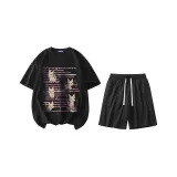 Two-Piece Set (Black Top+Black Pants)