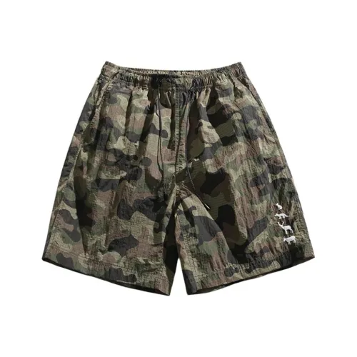 Youth Pastoral Order Casual Shorts Unisex Camouflage Army Green
