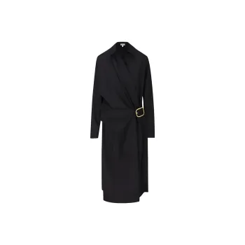 LOEWE Buckle Detailed Gathered Midi Dress