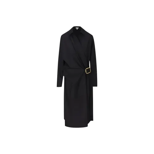 LOEWE Buckle Detailed Gathered Midi Dress