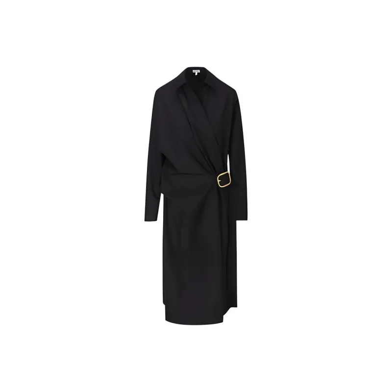 LOEWE Buckle Detailed Gathered Midi Dress-0