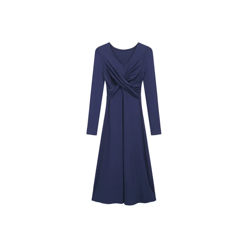 AFGGD Long-Sleeved Dresses Women's Blue-0