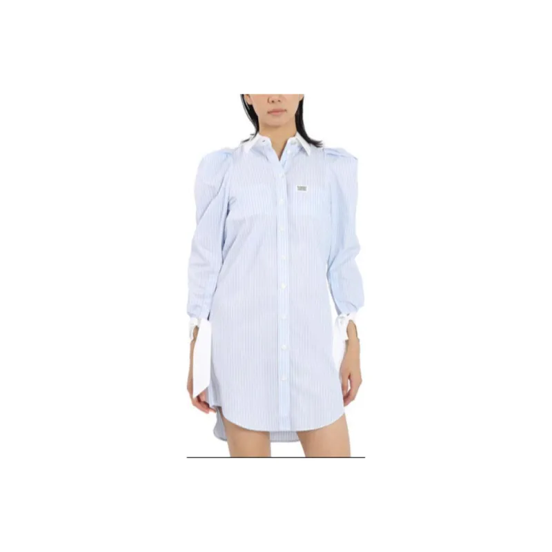 Burberry Long-Sleeved Dresses Women's Light Blue-0