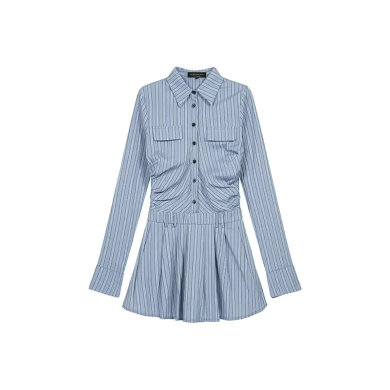JOSR Long Sleeved Dresses Women's Stripes-0