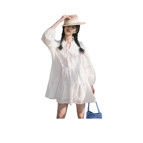 Wbwq Long Sleeved Dress Women's White
