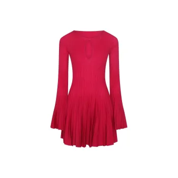 Blumarine Keyhole Pleated Knitted Mini Dress