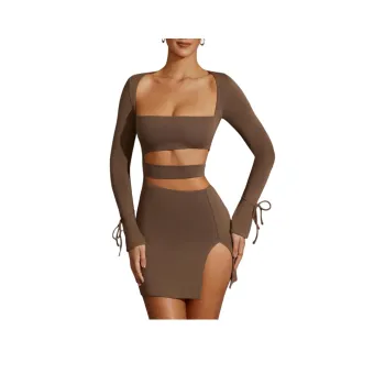 OH POLLY ENYA Long-Sleeved Dresses Women's Taupe/Taupe