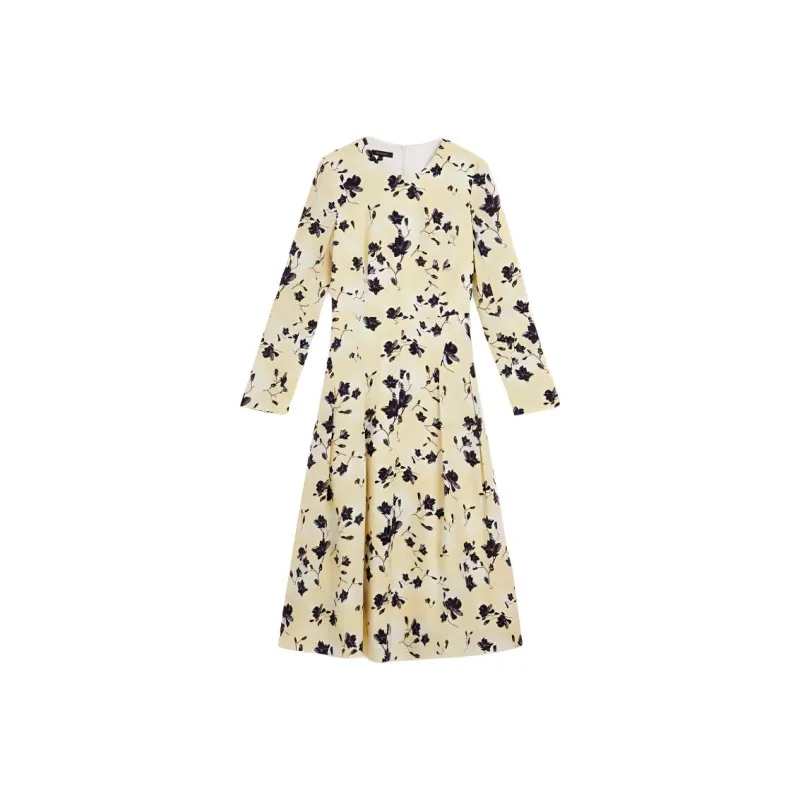 Yiner Long Sleeved Dresses Women's Light Yellow-0