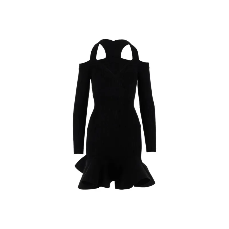 Alexander McQueen Ruffle Detailed Flared Mini Dress-0