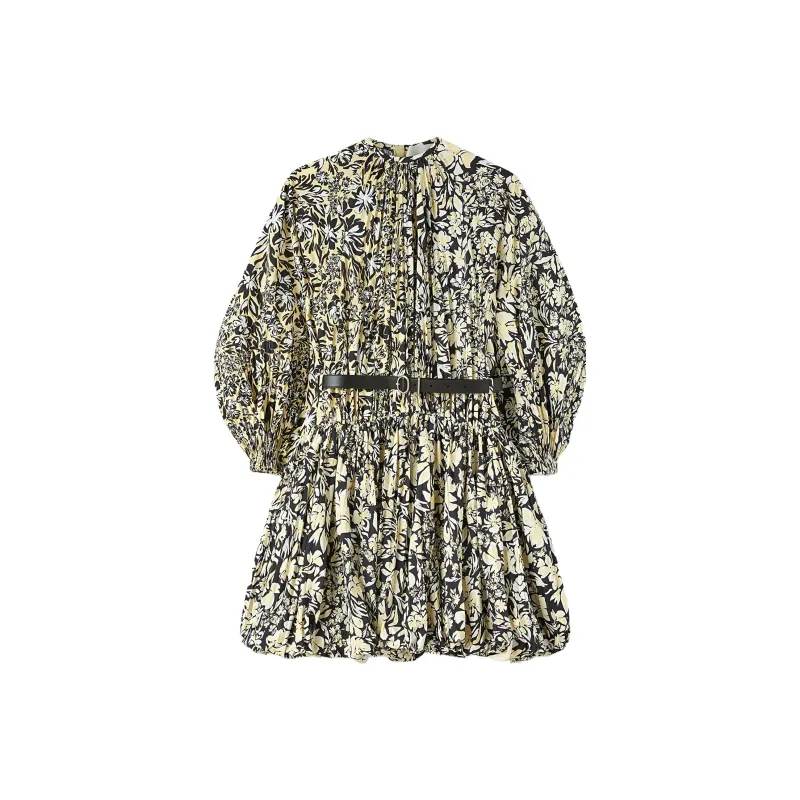 JIL SANDER Floral Print Belted Waisted Mini Dress-0